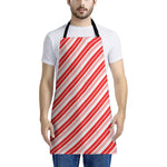 Red And White Candy Cane Stripe Print Apron