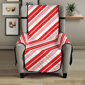 Red And White Candy Cane Stripe Print Armchair Protector