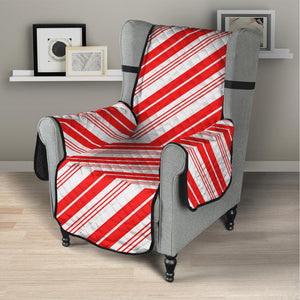 Red And White Candy Cane Stripe Print Armchair Protector