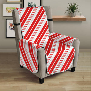 Red And White Candy Cane Stripe Print Armchair Protector