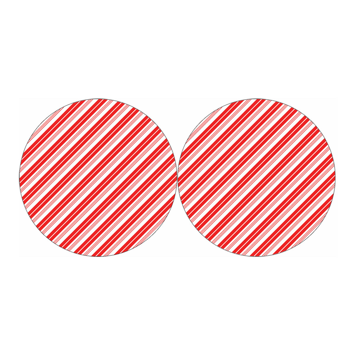 Red And White Candy Cane Stripe Print Car Coasters