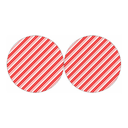 Red And White Candy Cane Stripe Print Car Coasters