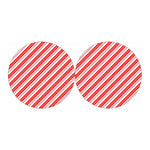 Red And White Candy Cane Stripe Print Car Coasters