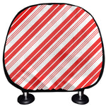 Red And White Candy Cane Stripe Print Car Headrest Covers