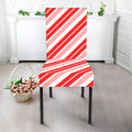 Red And White Candy Cane Stripe Print Dining Chair Slipcover