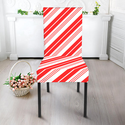 Red And White Candy Cane Stripe Print Dining Chair Slipcover