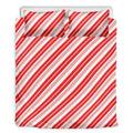 Red And White Candy Cane Stripe Print Duvet Cover Bedding Set