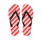 Red And White Candy Cane Stripe Print Flip Flops