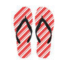 Red And White Candy Cane Stripe Print Flip Flops