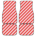 Red And White Candy Cane Stripe Print Front and Back Car Floor Mats