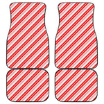 Red And White Candy Cane Stripe Print Front and Back Car Floor Mats
