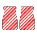 Red And White Candy Cane Stripe Print Front Car Floor Mats