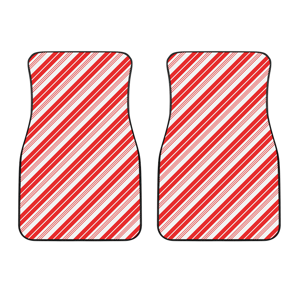 Red And White Candy Cane Stripe Print Front Car Floor Mats