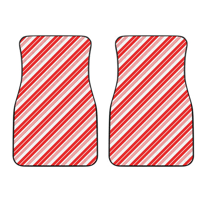 Red And White Candy Cane Stripe Print Front Car Floor Mats