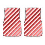 Red And White Candy Cane Stripe Print Front Car Floor Mats