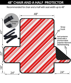 Red And White Candy Cane Stripe Print Half Sofa Protector