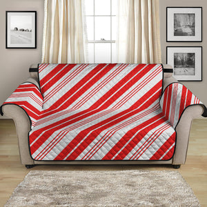 Red And White Candy Cane Stripe Print Loveseat Protector