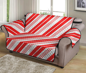 Red And White Candy Cane Stripe Print Loveseat Protector