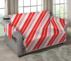 Red And White Candy Cane Stripe Print Loveseat Protector