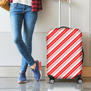 Red And White Candy Cane Stripe Print Luggage Cover