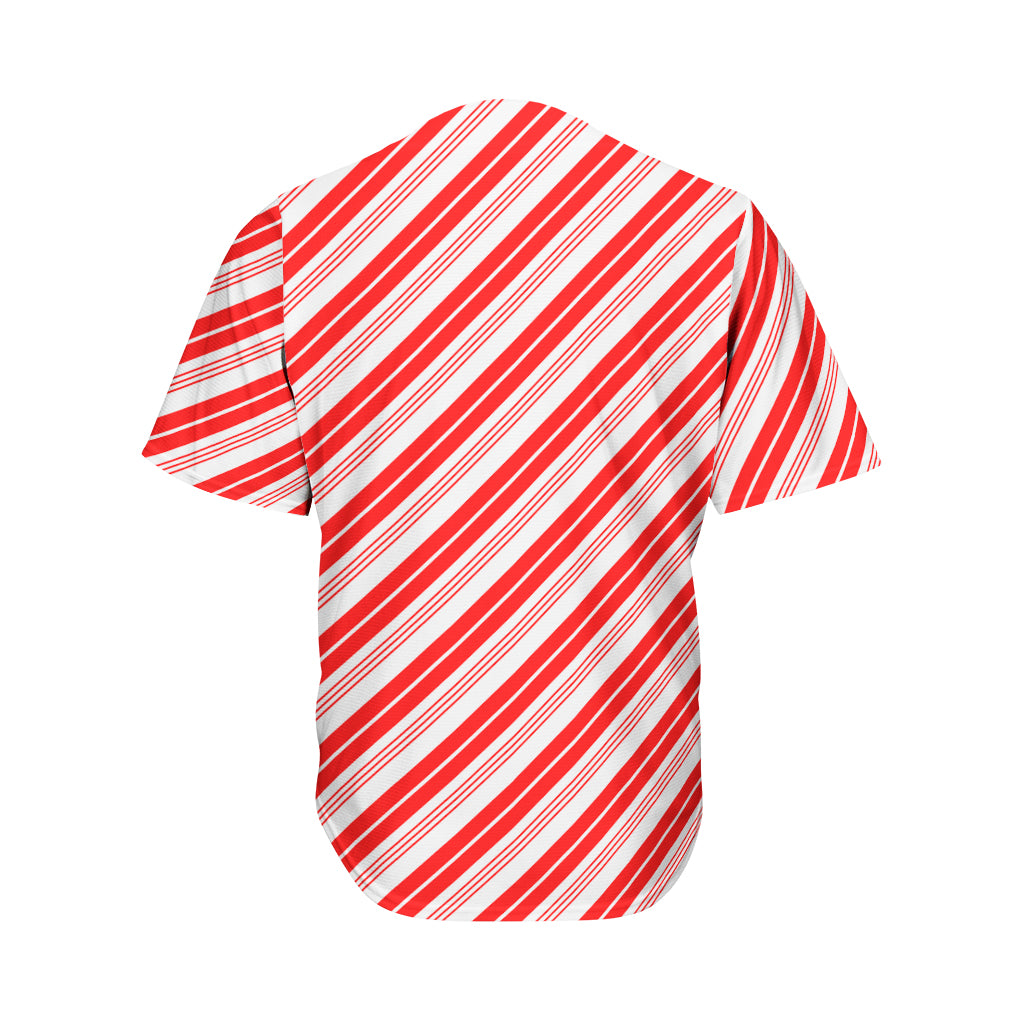 Red And White Candy Cane Stripe Print Men's Baseball Jersey