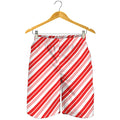 Red And White Candy Cane Stripe Print Men's Shorts