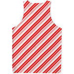 Red And White Candy Cane Stripe Print Men's Tank Top