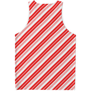 Red And White Candy Cane Stripe Print Men's Tank Top