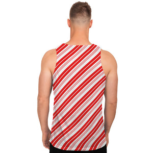 Red And White Candy Cane Stripe Print Men's Tank Top