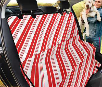 Red And White Candy Cane Stripe Print Pet Car Back Seat Cover