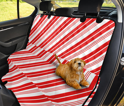Red And White Candy Cane Stripe Print Pet Car Back Seat Cover