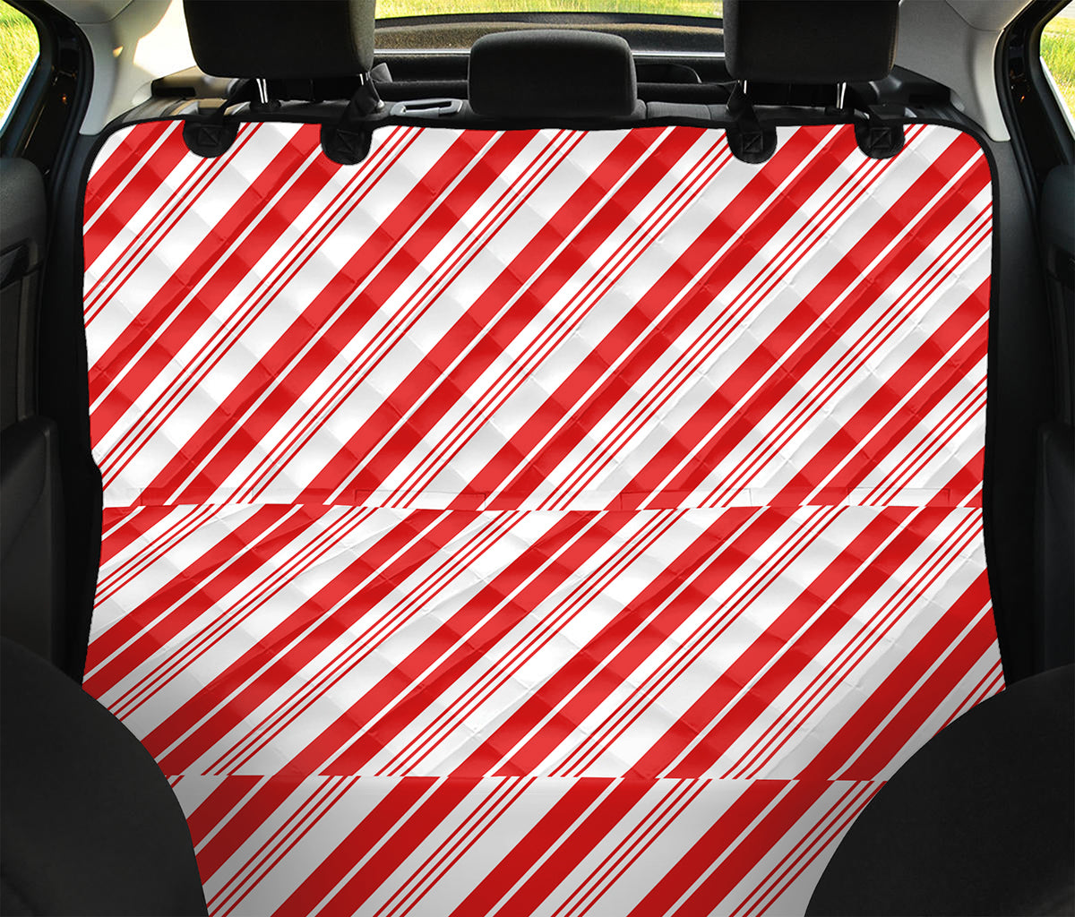 Red And White Candy Cane Stripe Print Pet Car Back Seat Cover