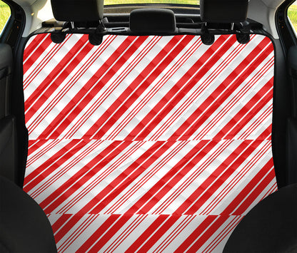 Red And White Candy Cane Stripe Print Pet Car Back Seat Cover