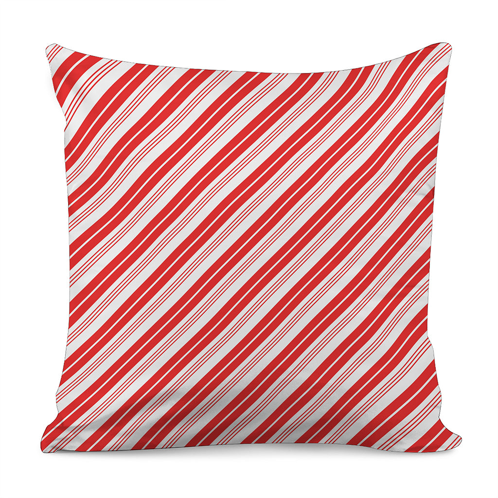 Red And White Candy Cane Stripe Print Pillow Cover