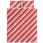 Red And White Candy Cane Stripe Print Quilt Bed Set