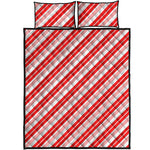 Red And White Candy Cane Stripe Print Quilt Bed Set
