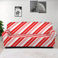 Red And White Candy Cane Stripe Print Sofa Cover