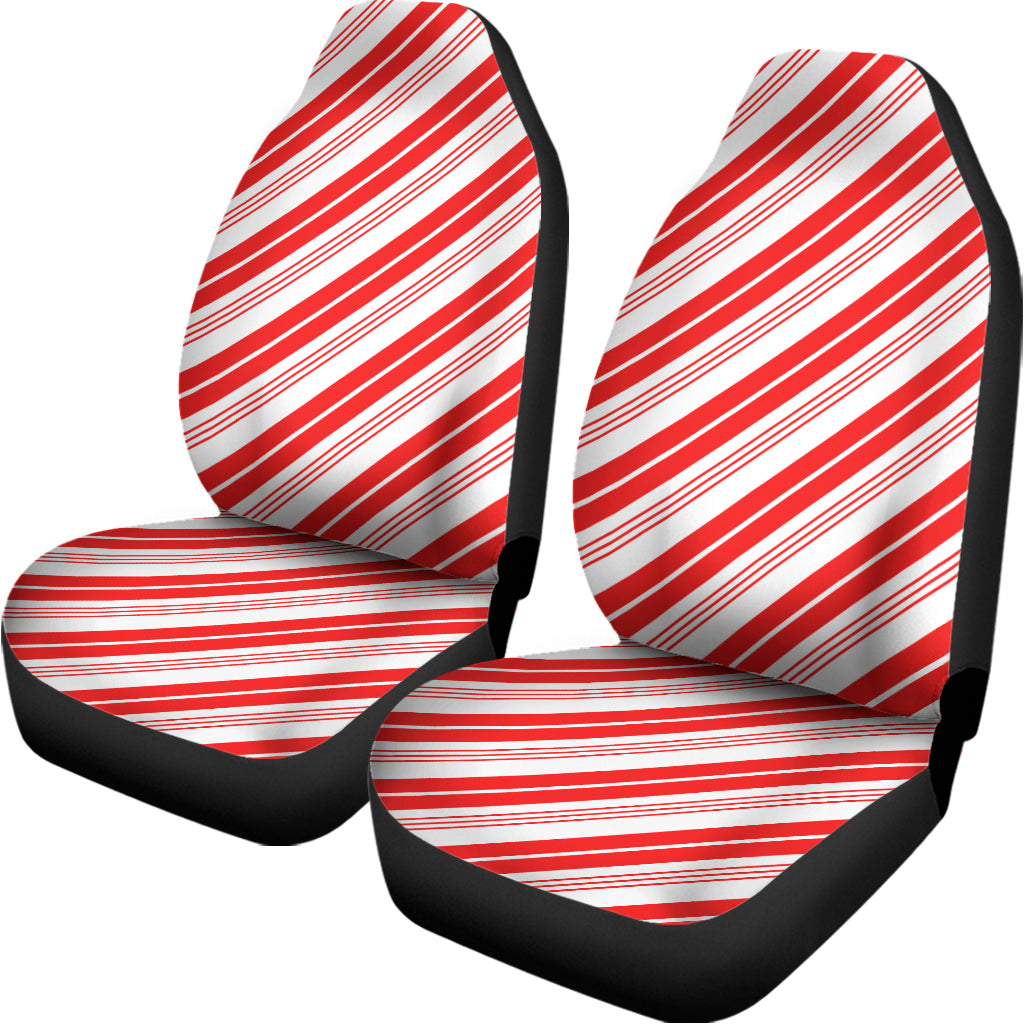 Red And White Candy Cane Stripe Print Universal Fit Car Seat Covers