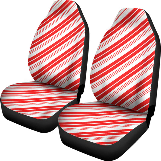 Red And White Candy Cane Stripe Print Universal Fit Car Seat Covers