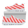 Red And White Candy Cane Stripe Print White Sneakers