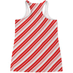 Red And White Candy Cane Stripe Print Women's Racerback Tank Top