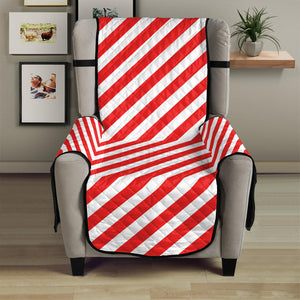 Red And White Candy Cane Striped Print Armchair Protector