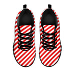 Red And White Candy Cane Striped Print Black Sneakers