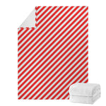 Red And White Candy Cane Striped Print Blanket