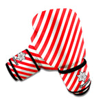 Red And White Candy Cane Striped Print Boxing Gloves