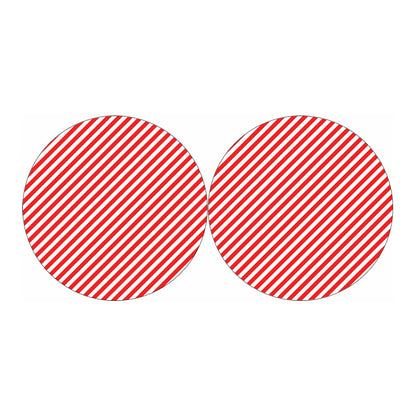 Red And White Candy Cane Striped Print Car Coasters
