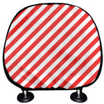Red And White Candy Cane Striped Print Car Headrest Covers