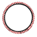 Red And White Candy Cane Striped Print Car Steering Wheel Cover
