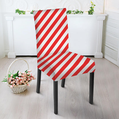Red And White Candy Cane Striped Print Dining Chair Slipcover