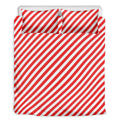 Red And White Candy Cane Striped Print Duvet Cover Bedding Set